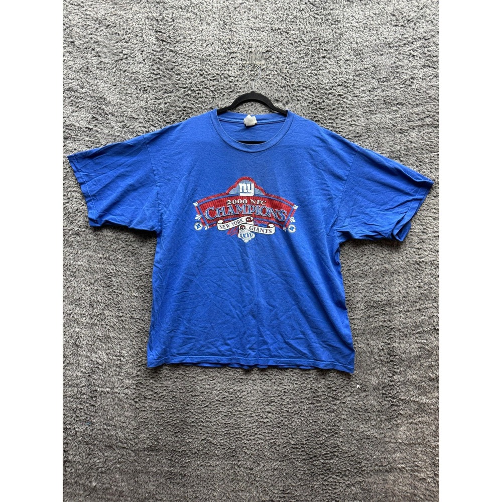 Vintage Lee 2000 New York Giants NFC Champions Graphic Shirt Blue Mens Size XXL